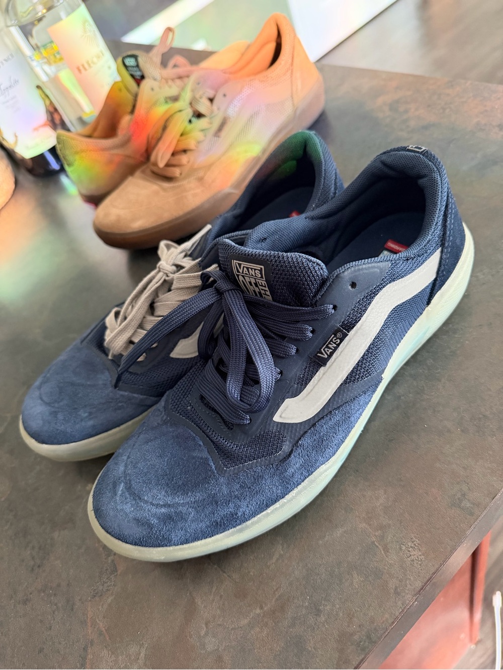Vans Navy Suede & Mesh Low-Top Sneakers with White Side Stripe